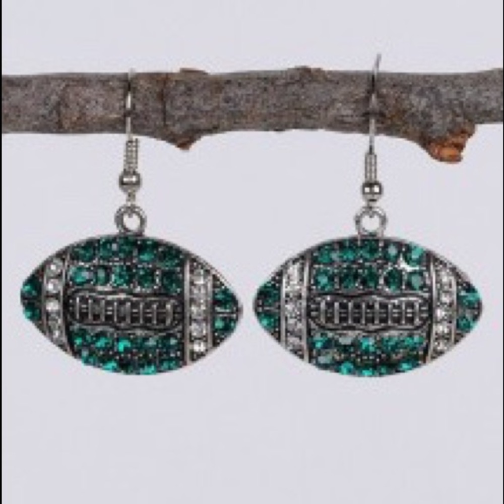 🏈 FOOTBALL BLING EARRINGS - GREEN 🏈
